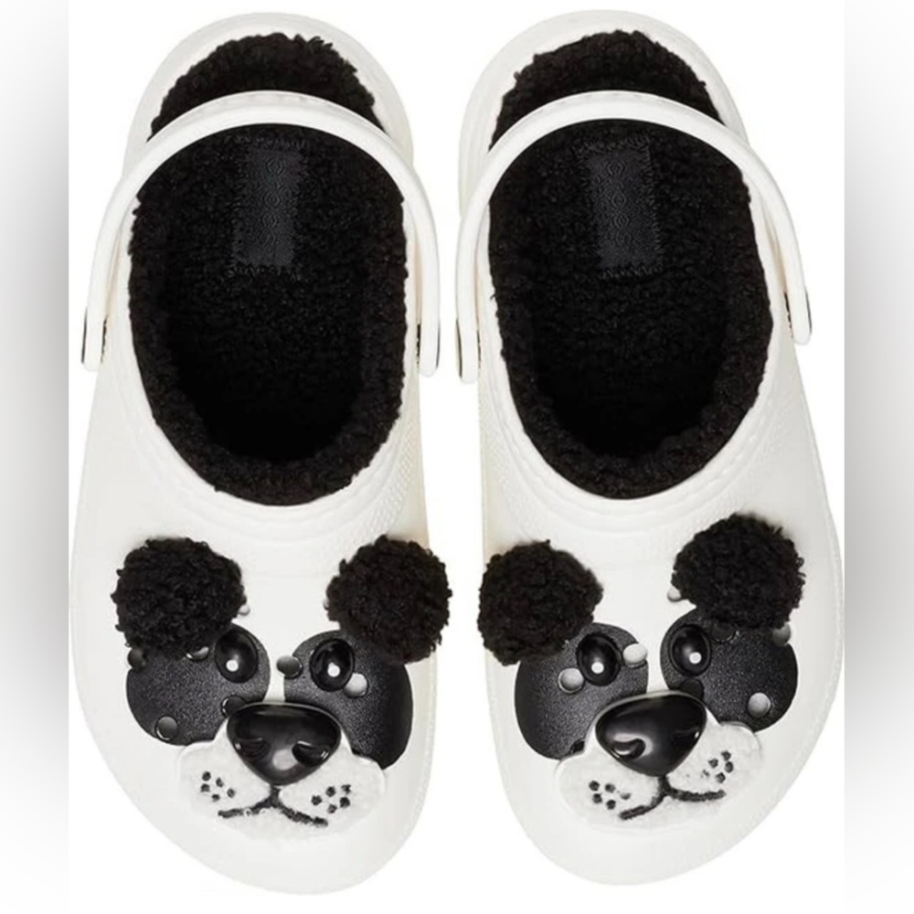 New w Tag Crocs Kids Classic Lined Super Cute Panda Bear Black & White Crocs